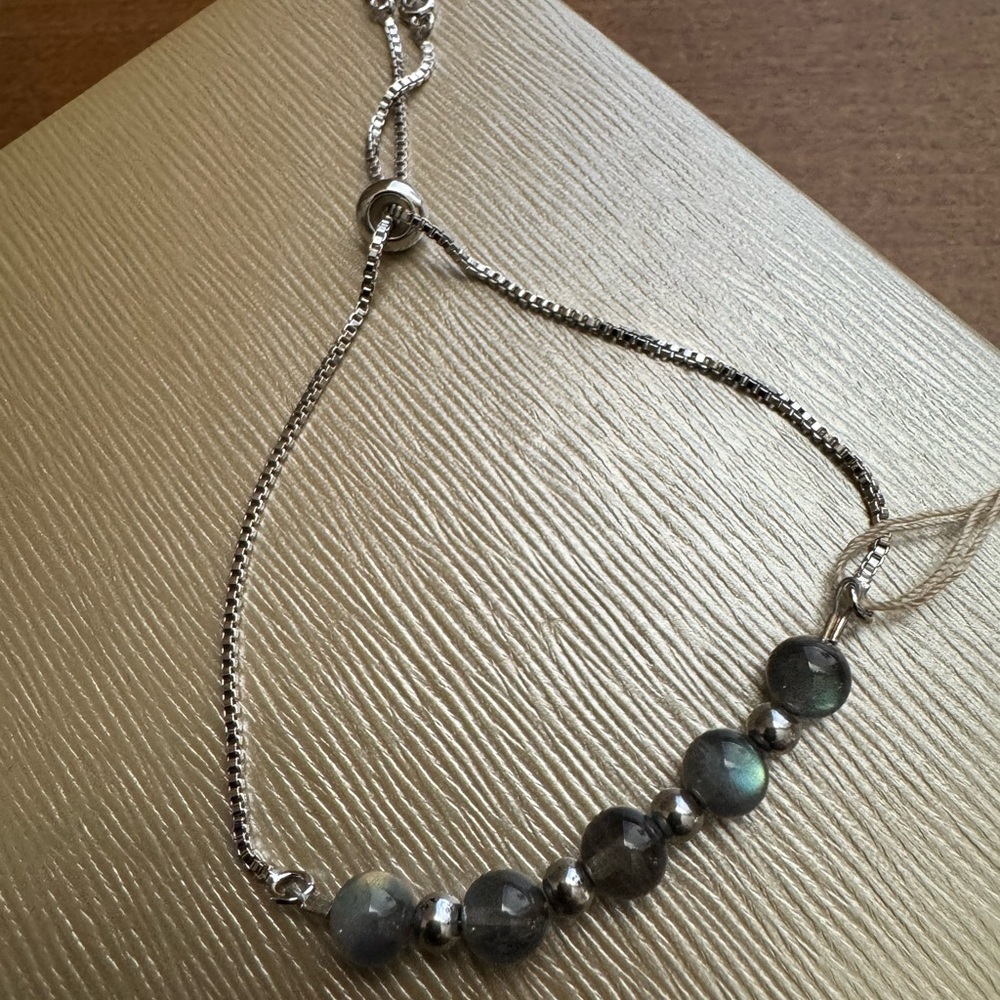 Labradorite Slide Bracelet with Sterling Silver Bead Accents